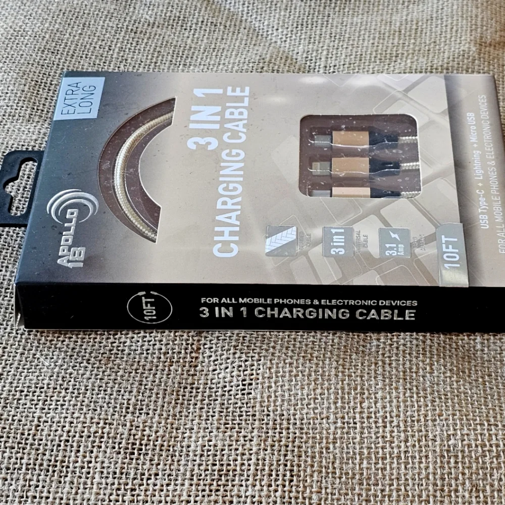 Charging Cable For All Mobile Phones & Electronic Devices, Apollo 18, 3 in 1